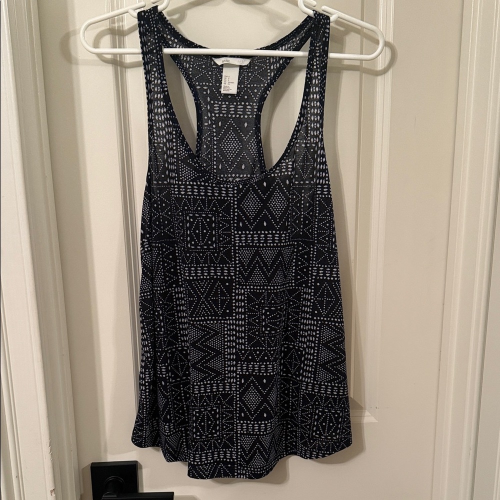 H&M Black and White Patterned Tank Top